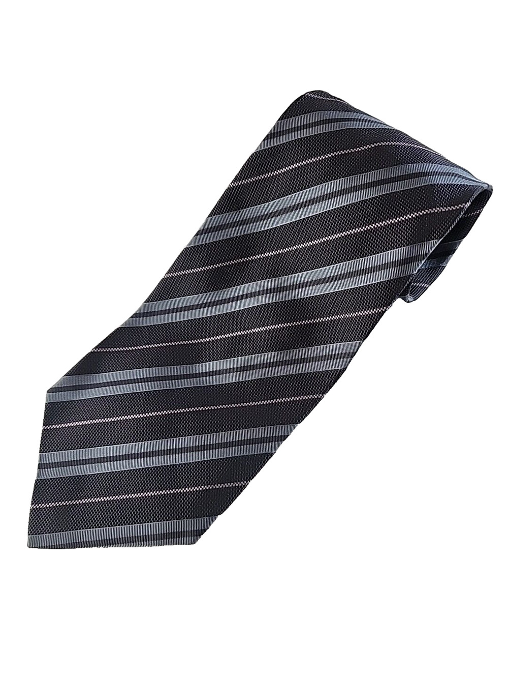 Joseph Abboud Blue-Gray Striped Silk Necktie - Made in Italy - Like New